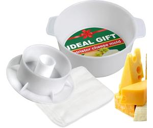 PetriStor Cheese Mold for Cheese Making Cheese with Follower Piston 1.3QT and Cheesecloth - Cheese Form Mold - Cheese Making Basket - Paneer Cheese Press Mold - Molde Para Queso