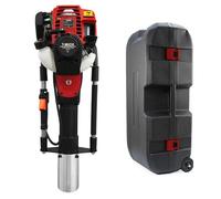 Petrol 4 Stroke Post Driver with Carry Case, 4 Attachments & Tool Kit Bundle - Heavy Duty Fence Post Knocker for Garden, Farm & Construction Use