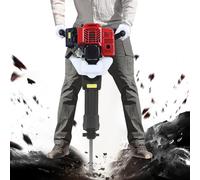 Petrol Demolition Hammer, 2 Stroke Gas Powered Demolition Jack, 52CC 6500rpm Rotary Breaker Chiselling Jackhammer, 70dB Concrete Breaker Jack Drill Tool with Point Chisel + Flat Chisel