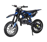 Petrol Dirt Bike for Kids, 2-Stroke Gas Powered Mini Motocross, 40KM/H Max Speed, Front & Rear Disc Brakes, 10" Off-Road Tires, Suspension Kids Motorcycle, Up to 150kg (Black-Blue)