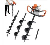Petrol Earth Auger 52CC 2 Stroke Gas Power Post Hole Digger 1.9KW Excavator Gasoline Engine With 3 Drill Bits Diameter 4" / 6" / 8" For Tree and Fence