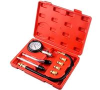 Petrol Engine Cylinder Pressure Tester, Compression Test Gauge Kit, 0-300 PSI/0-20 Bar, M10/M12/M14/M18 Threads, Black Metal, with Hose and Plastic Case