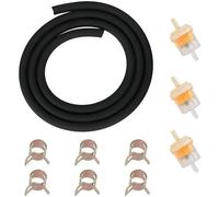 Petrol Hose Set, 1 Metre Fuel Hose, with 3 Fuel Filters and 6 Fuel Hose Clamps, Ideal for Motorcycle, Car, Truck, Scooter and Small Appliances, UV-Resistant, Flexible and Durable