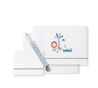 Petrol White Lion Palm Tree Crib Sheets