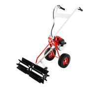Petrol Yard Sweeper, 43cc 1.7hp Power Broom with 60cm Wide Rolling Brush, Walk-Behind Artificial Grass Cleaner for Driveways & Lawns, 3-Wheel Stability System for Easy Manoeuvring, Red