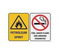 Petroleum Spirit - Fire, Naked Flame And Smoking Prohibited 12 X 8 Inches Aluminum Sign - Uv Protected, Waterproof, Weatherproof And Fade Resistant - 4Pre-Drilled Holes