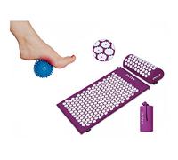 PetrolScooter Acupressure Mat Pillow Set & Travel Bag Massage Ball Muscle Back Neck Shoulders Legs Chest Pain Stress Tension Relief (Purple & White)