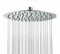 PetrolScooter Rainfall Rainhead Adjustable Round Bathroom Shower Head 240mm / 9.5 Inch Chrome Large Flat Powerful High Pressure Overhead Fits Standard 1/2" BSP Shower Systems