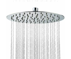 PetrolScooter Rainfall Rainhead Adjustable Round Bathroom Shower Head 240mm / 9.5 Inch Chrome Large Flat Powerful High Pressure Overhead Fits Standard 1/2" BSP Shower Systems