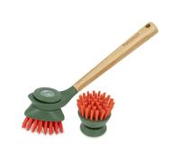 Petromax Cast Iron Brush Set - Cleaning & Care Brush for Cast Iron with 2 Brush Heads & Scraper Edge - Gentle Care for Pots & Pans