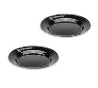 Petromax Enamel Plate Set of 2 Black (26 cm), Lightweight and Robust Camping Tableware with Stainless Steel Rim, Hygienic, Scratch-Resistant, Ideal for Outdoor, Camping, Outdoor Cooking, Easy to Clean