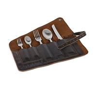Petromax Leather Cutlery Bag for Travel and Camping | Roll Storage for Petromax Camping Cutlery | Transport With Metal Eyelet
