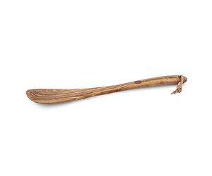 Petromax Olive Wood Spoon - Handmade in Germany | Food Grade Oil Wax Finish 6ml Monkey Leather Straps - Great for Camping, Bushcraft & Kitchen
