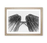 Petronas Twin Towers in Abstract Framed Print | A2 Oak Framed Wall Art | Ready to Hang | Abstract Fantasy Picture | Living Room Bedroom Lounge Office