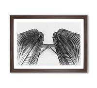 Petronas Twin Towers in Abstract Framed Print | A2 Walnut Framed Wall Art | Ready to Hang | Abstract Fantasy Picture | Living Room Bedroom Lounge Office