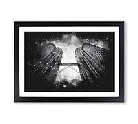 Petronas Twin Towers Paint Splash Framed Print | A2 Black Framed Wall Art | Ready to Hang | Modern Nature Picture | Living Room Bedroom Lounge Office