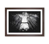 Petronas Twin Towers Paint Splash Framed Print | A2 Walnut Framed Wall Art | Ready to Hang | Modern Nature Picture | Living Room Bedroom Lounge Office