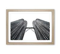 Petronas Twin Towers Painting Framed Print | A2 Oak Framed Wall Art | Ready to Hang | Modern Historical Picture | Living Room Bedroom Lounge Office