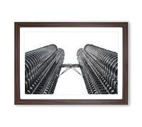Petronas Twin Towers Painting Framed Print | A2 Walnut Framed Wall Art | Ready to Hang | Modern Historical Picture | Living Room Bedroom Lounge Office