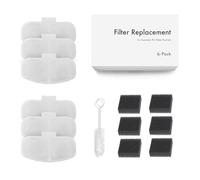 PETROPOLITAN Replacement Filters for TK-WF119L Smart Stainless Steel Cat Water Fountain with WI-FI App Control, 3.5L/118oz Ultra-Quiet Pet Fountain Replacement Filters, Set of 6 Filters & 6 Sponges