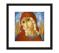 Petrov Vodkin Mother God Tenderness Towards Evil Hearts 8X8 Inch Square Wooden Framed Wall Art Print Picture with Mount Artery8 Black One Size
