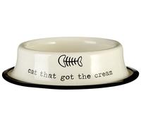 Pets 0.4L Cat That Got The Cream Bowl, Ceramic Pet Bowl With Fun Printed Text, Ideal For Serving Food Interiors by Premier Cream One Size