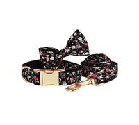 Pets Accessories，leash Harness Set ，dog Collar Bow Tie Printed Pet Products Personalized Tactical Dog Collars large dog collar(Bow Collar Leash23,XS)