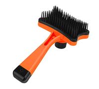 Pets Brush, Grooming Tool for Cats and Dogs with Retractable Bristles, Comfort - Grip Handle - Removes Loose Undercoat, Detangles Fur, Improves Blood Circulation (Orange)