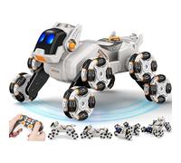 Pets Buzz Ai Robot Dog Toy Version 2 -STEM Intelligent Mechanical Climbing Robot Dog Pet with Remote Control, 8-Wheel & 4-Wheel Drive - Fun Tech Toy for Kids (White)
