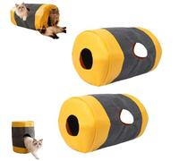 Pets' Cozy Cat Tunnel Bag Durable Activity Center Mat Rug for Indoor Playtime, Ideal for Small Spaces, Easy to, for Pet Lovers, 40cm Diameter, 10oz Weight (Yellow Pack of 2)