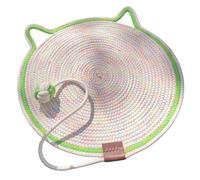 Pets Dual Scratching Pad, 17”/20” Natural Cotton Rope Cat Scratching Pad Mat, Hand-Woven Without Debris Scratching Pads Indoor Cats, Pets Dual Scratching Pad with Cat Toy (Colorful Green,20in)