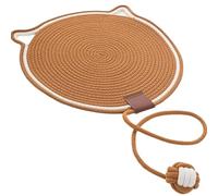 Pets Dual Scratching Pad, 17”/20” Natural Cotton Rope Cat Scratching Pad Mat, Hand-Woven Without Debris Scratching Pads Indoor Cats, Pets Dual Scratching Pad with Cat Toy (Caramel,20in)