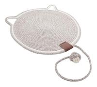 Pets Dual Scratching Pad, 17”/20” Natural Cotton Rope Cat Scratching Pad Mat, Hand-Woven Without Debris Scratching Pads Indoor Cats, Pets Dual Scratching Pad with Cat Toy (White,20in)