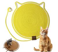 Pets Dual Scratching Pad for Cats, Cat Scratching Pads for Indoor Cats with Toy, 16.5/19.7'' Round Horizontal Floor Cat Scratching Mat Natural Cotton Rope Cat Scratching Pad (42cm/16.5inch,Yellow)