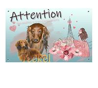 Pets-Easy. com Beware of the Long Haired Dachshund Dog - pre perforated and screws delivered. From 30 cm to 15 cm…