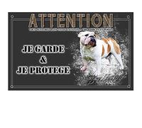 Pets-Easy. com Je Monte la Garde personalized English Bulldog - pre perforated and screws provided. From 30 cm to 15 cm…
