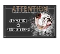 Pets-Easy. com Plaque Beware of the Bulldog Dog - pre perforated and screws offered. From 30 cm to 15 cm…