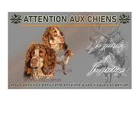 Pets-Easy.com Warning the Spaniel Dog Sign from Pont Audemer - pre perforated and screws delivered. From 30 cm to 15 cm…