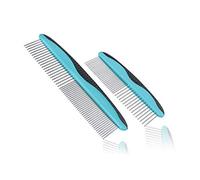 Pets First 2 Pack Dog Comb Small & Large PET Comb for Small & Large Breeds & Areas. Premium Anti-Slip Comfort Grip Ergonomic Handle for Your Dog & Cat with Durable Stainless-Steel