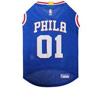 Pets First NBA PHILADELPHIA 76ERS DOG Jersey, Medium - Tank Top Basketball Pet Jersey (76R-4047-MD)