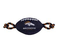 Pets First NFL DENVER BRONCOS Nylon Football Dog Toy with inner SQUEAKER & Pull Ropes PET SPORTS TOY
