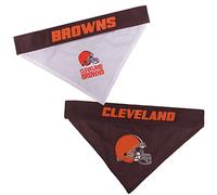 Pets First NFL DOG BANDANA - CLEVELAND BROWNS REVERSIBLE PET BANDANA. 2 Sided Sports Bandana with a PREMIUM Embroidery TEAM LOGO, Small/Medium. - 2 Sizes & 32 NFL Teams available