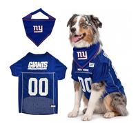 Pets First NFL New York Giants Dog Jersey with Coordinated Tie Bandana Included, Size Small Official NFL Pet Apparel, Breathable Mesh, Durable, Team Logo Design, Dog Sports T-Shirt