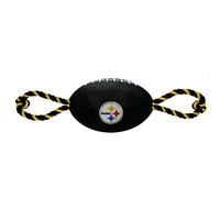 Pets First NFL PITTSBURGH STEELERS Nylon Football Dog Toy with inner SQUEAKER & Pull Ropes PET SPORTS TOY