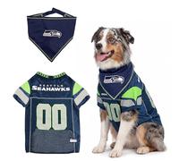 Pets First NFL Seattle Seahawks Dog Jersey with Coordinated Tie Bandana Included, Size XX-Large Official NFL Pet Apparel, Breathable Mesh, Durable, Team Logo Design, Dog Sports T-Shirt