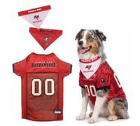 Pets First NFL Tampa Bay Buccaneers Dog Jersey with Coordinated Tie Bandana Included, Size Large Official NFL Pet Apparel, Breathable Mesh, Durable, Team Logo Design, Dog Sports T-Shirt