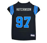 Pets First NFLPA Aidan Hutchinson Pet Jersey #97, NFL Alternate Dog Jersey, Black Dog Shirt, Detroit Lions Mesh Jersey, Size X-Small