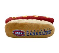 Pets First NHL Montreal Canadiens Hot Dog Plush Dog & Cat Squeak Toy - Cutest HOT-DOG SNACK Plush Toy for Dogs & Cats with INNER SQUEAKER & Beautiful Hockey Team Name/Logo