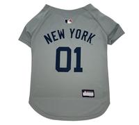Pets First Official MLB New York Yankees Road Jersey for Dogs & Cats in Team Color. Comfortable Stretchable Material, Size Large - Stylish Dog Baseball Jersey for Your Furry Fan