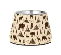 Pets Food Bowl Non Slip Stainless Steel Cats Basic Bowls for Dogs Cats Rabbits Birds Slow Down Eating Forests Animals Like Bears Deer and Bison
